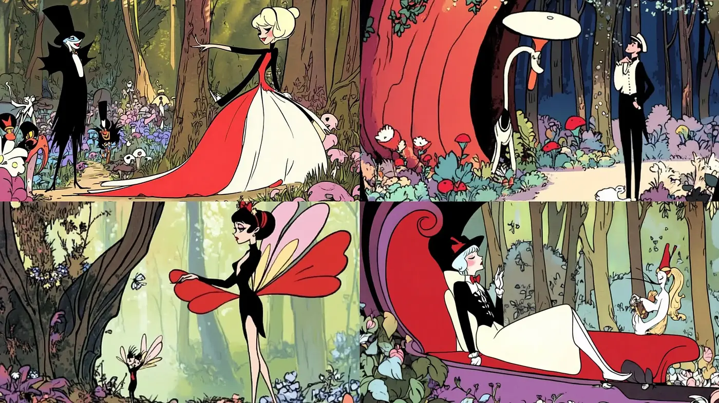 Enchanted Forest Elegance with Stylized Animated Flair - Midjourney sref style