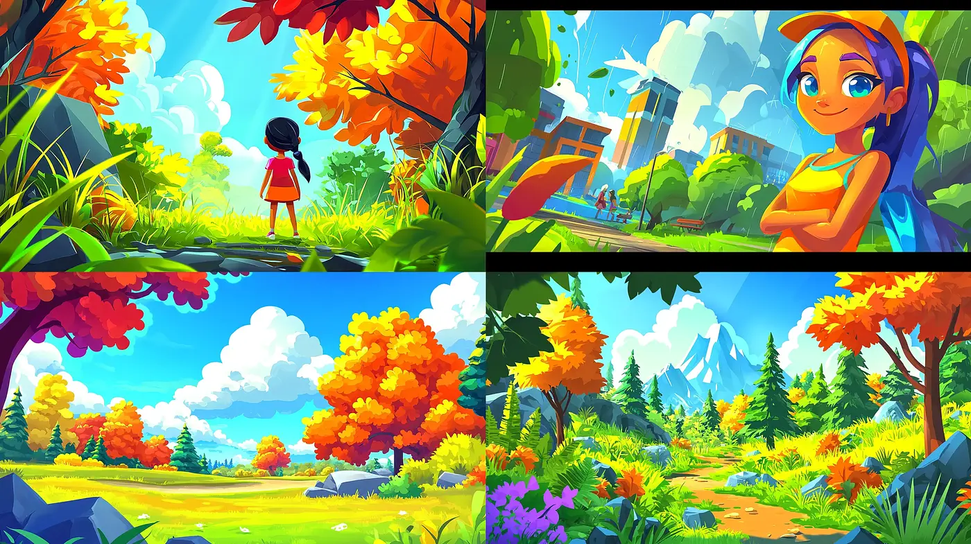 Vibrant Storybook Illustration Style with Animated Charm - Midjourney sref style