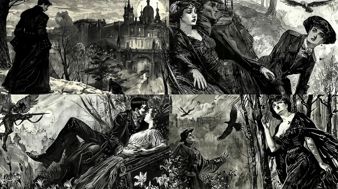 Romanticized Victorian Elegance with a Touch of Melancholy - Midjourney sref style