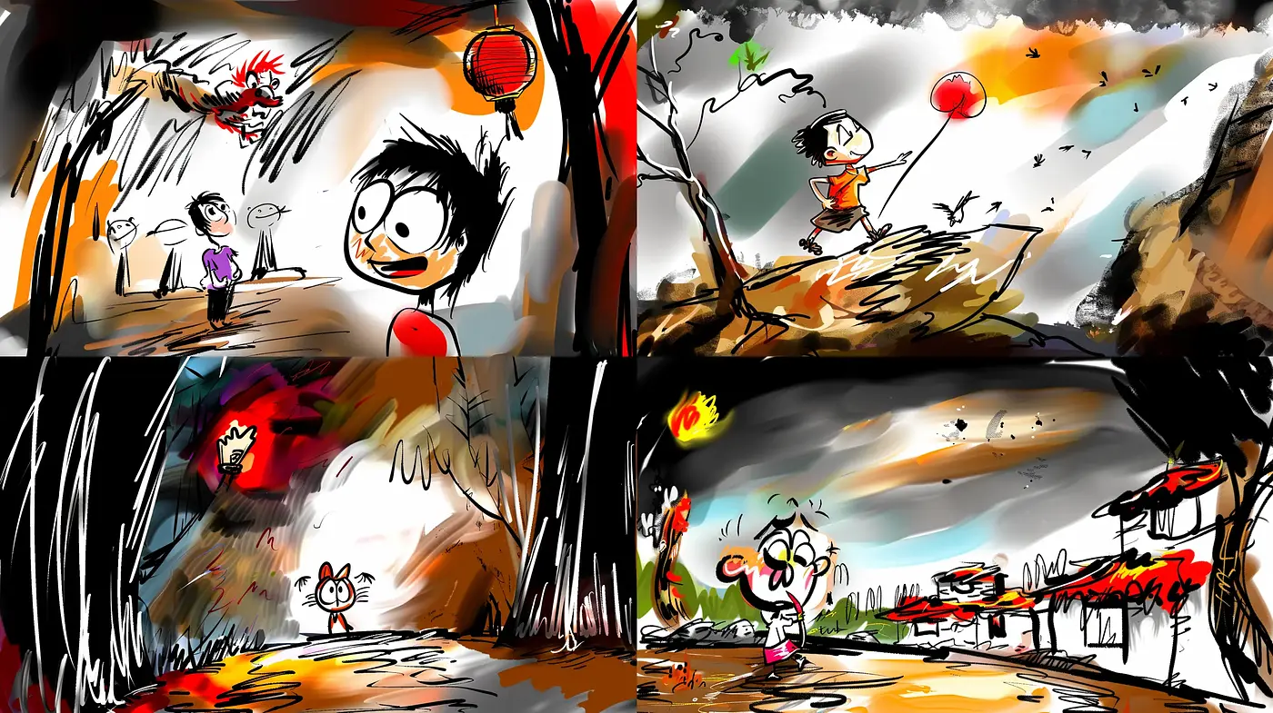 Expressive Brushwork and Whimsical Imagery Fusion - Midjourney sref style