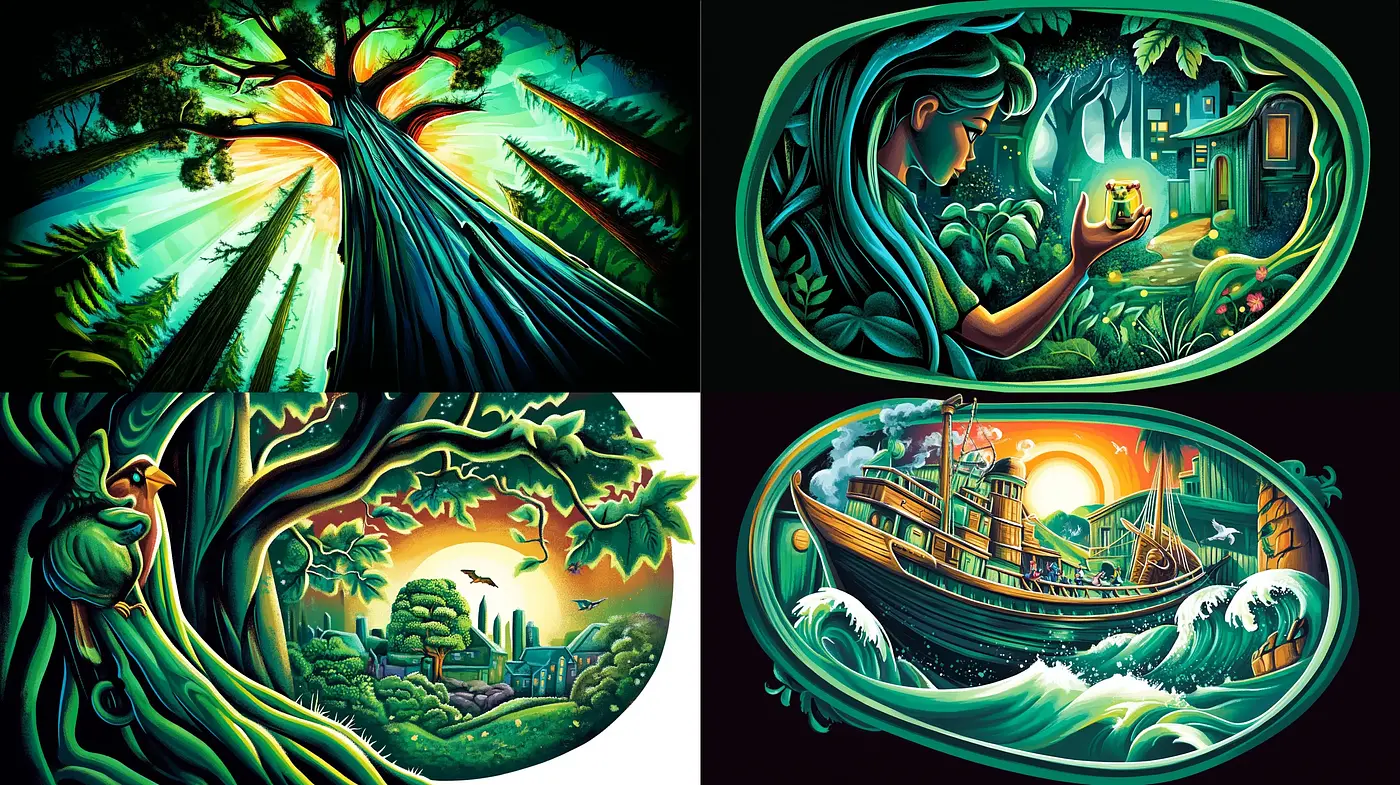Luminous Dreamscape Serenity: Harmony of Vivid Hues and Fluid Forms - Midjourney sref style