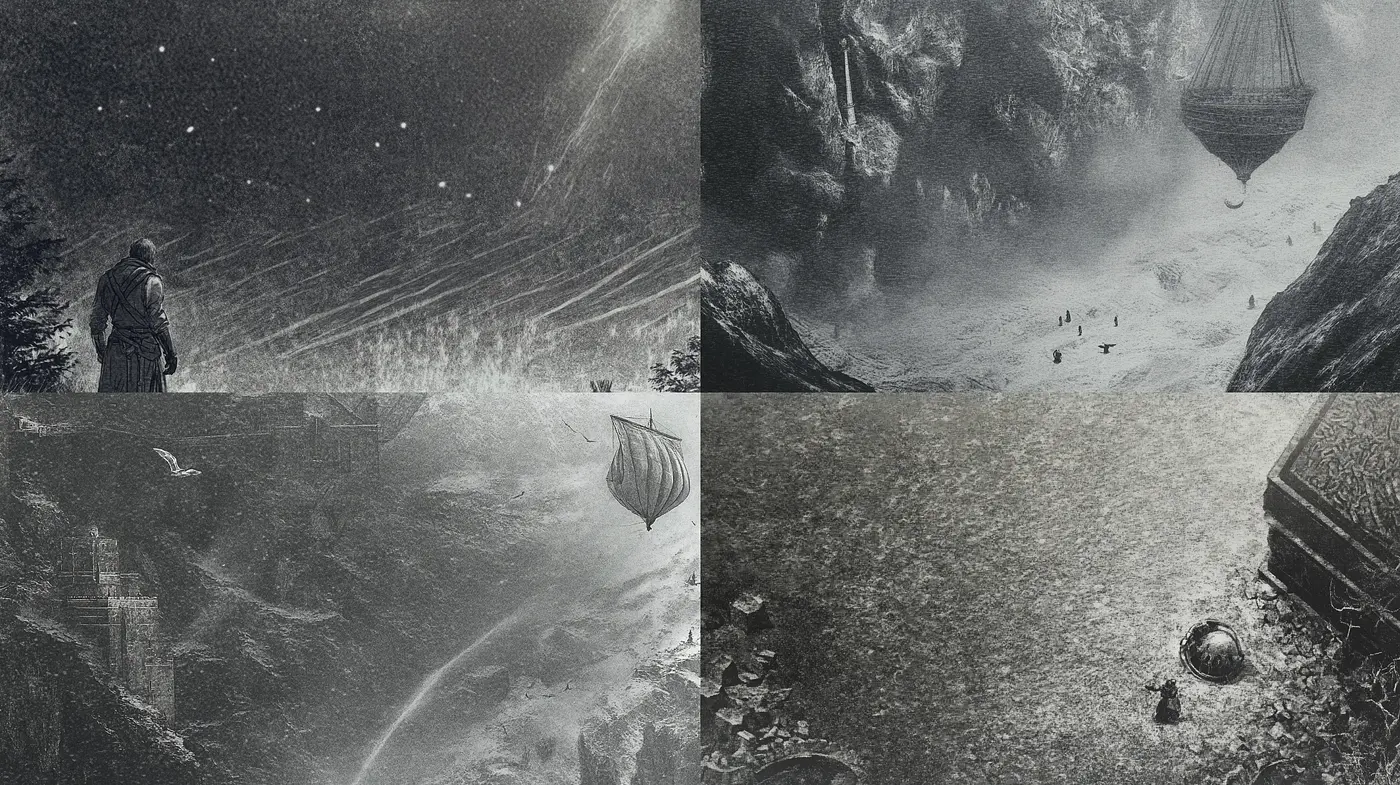 Ethereal Monochromatic Dreamscape Portraiture - Midjourney sref style