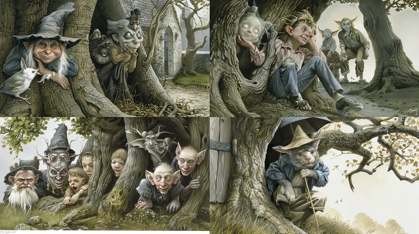 Enchanted Forest Compendium: A Whimsical Tale Through Detailed Brushwork - Midjourney sref style