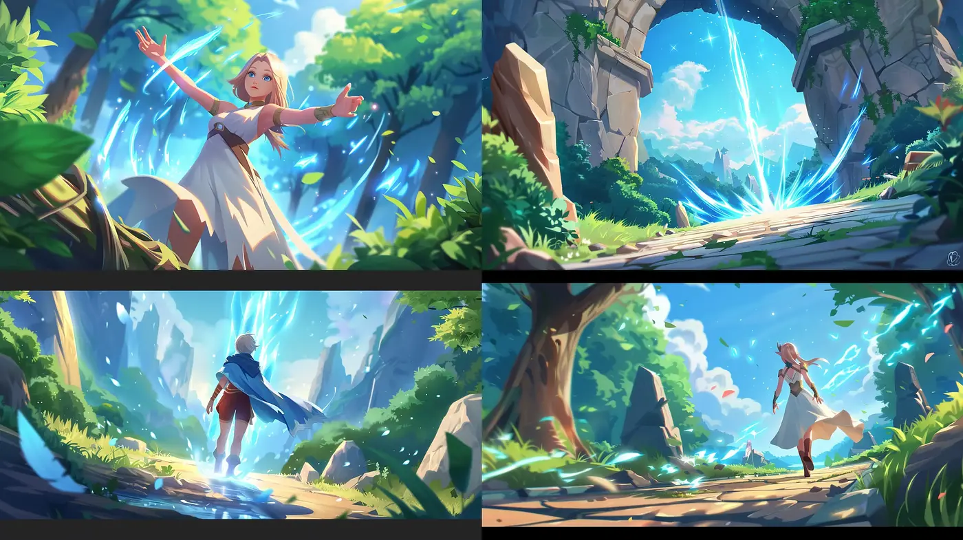 Lush Fantasy Environments with Dynamic Lighting - Midjourney sref style