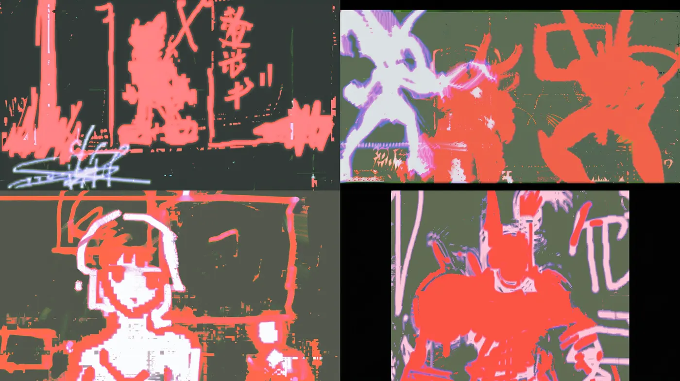 Abstract Expressionist Reverie in Vivid Reds and Obscure Forms - Midjourney sref style