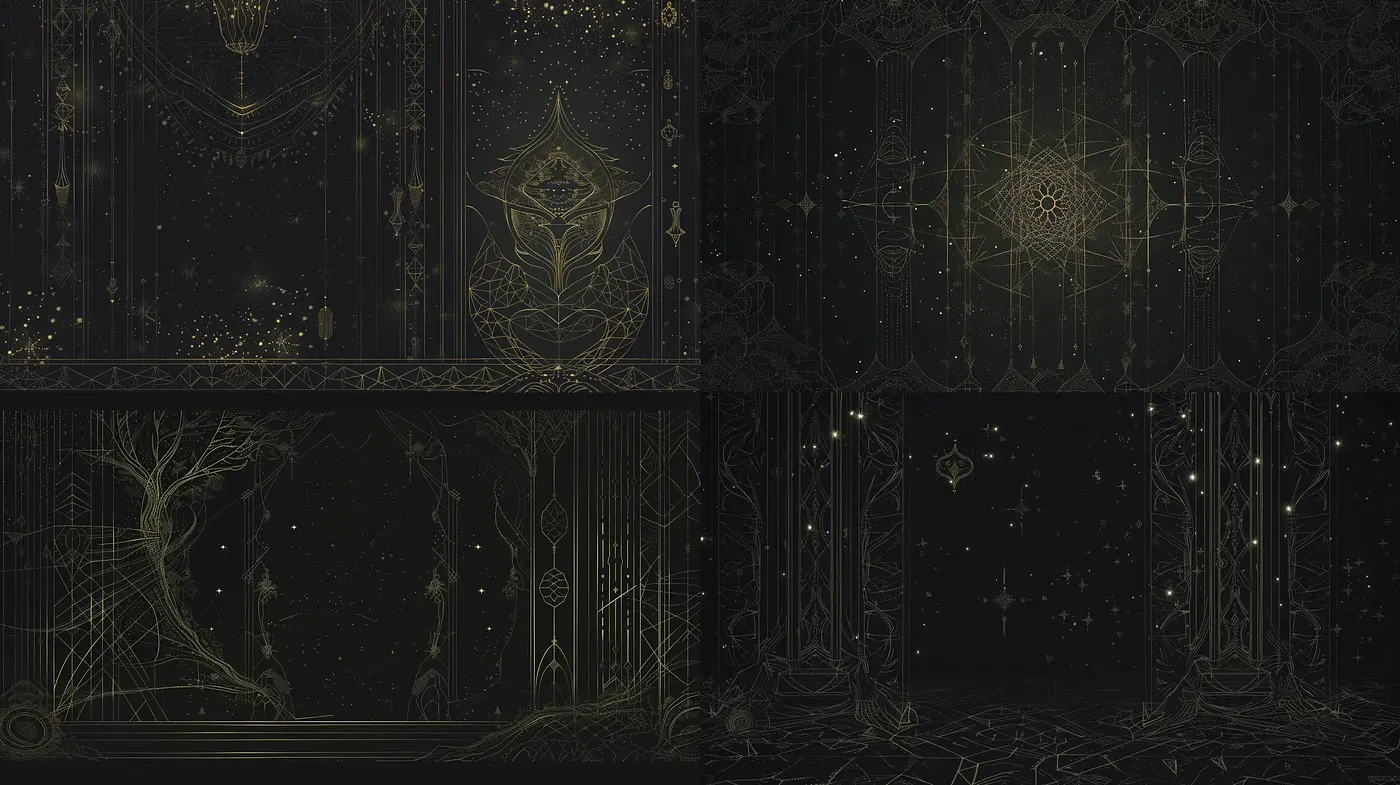 Ethereal Nocturnal Elegance with Ornate Art Nouveau Inspirations - Midjourney sref style