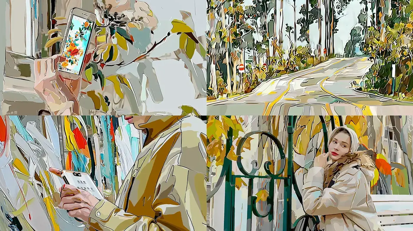 Vibrant and Whimsical Expression of Natural Landscapes and Urban Life - Midjourney sref style