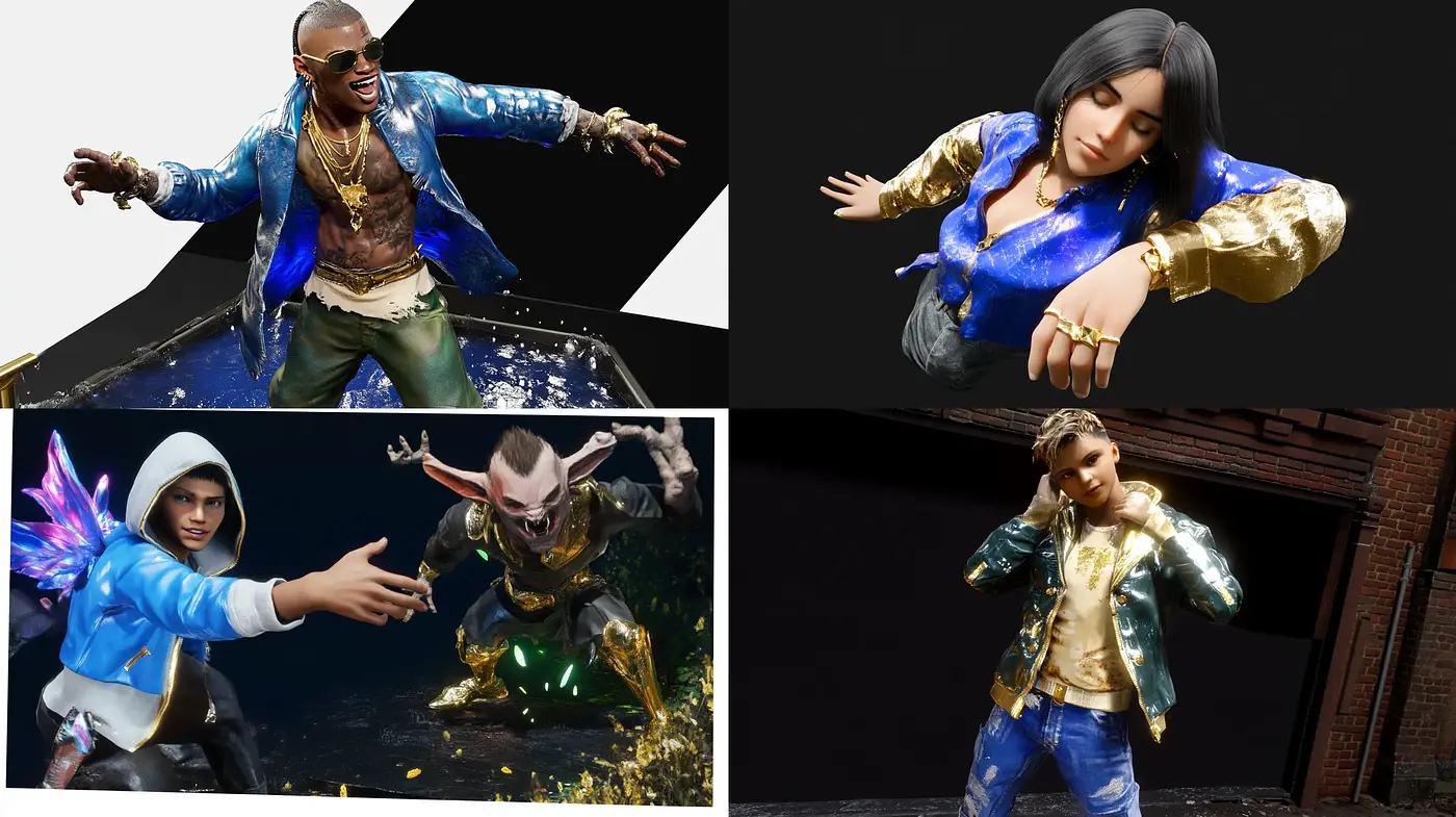 Dynamic Elegance in Virtual Fashion: A Study of Luminosity and Texture - Midjourney sref style