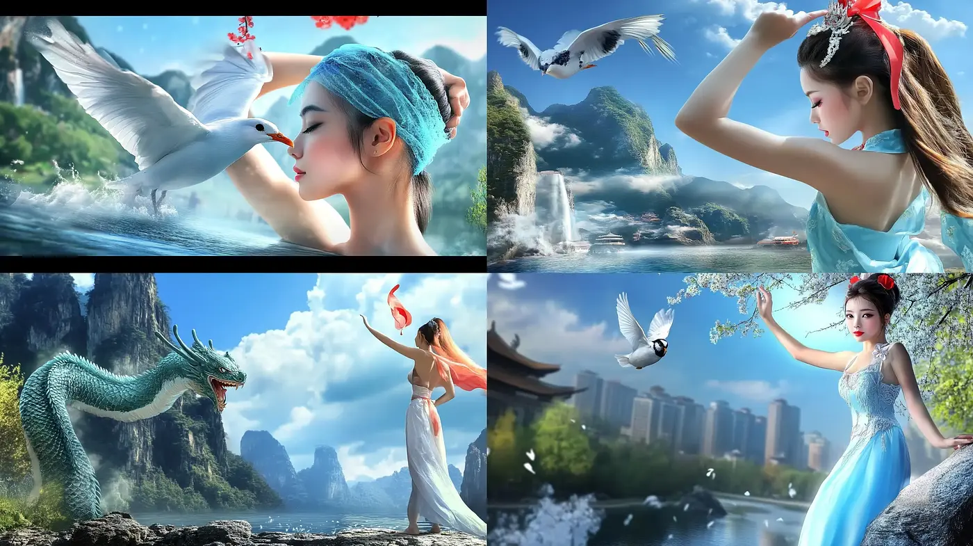 Ethereal Serenity: Elements of East Asian Fantasy in Digital Brushwork - Midjourney sref style