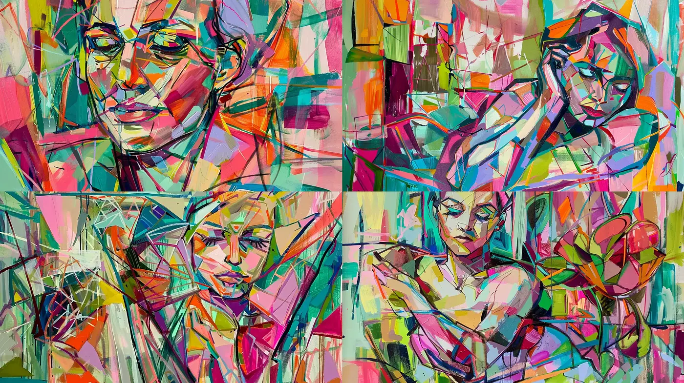 Vibrant Geometric Abstraction in Portraiture - Midjourney sref style