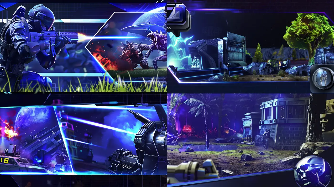 Futuristic Sci-Fi Battlefields: An Homage to Digital Artistry and Neon Luminance - Midjourney sref style