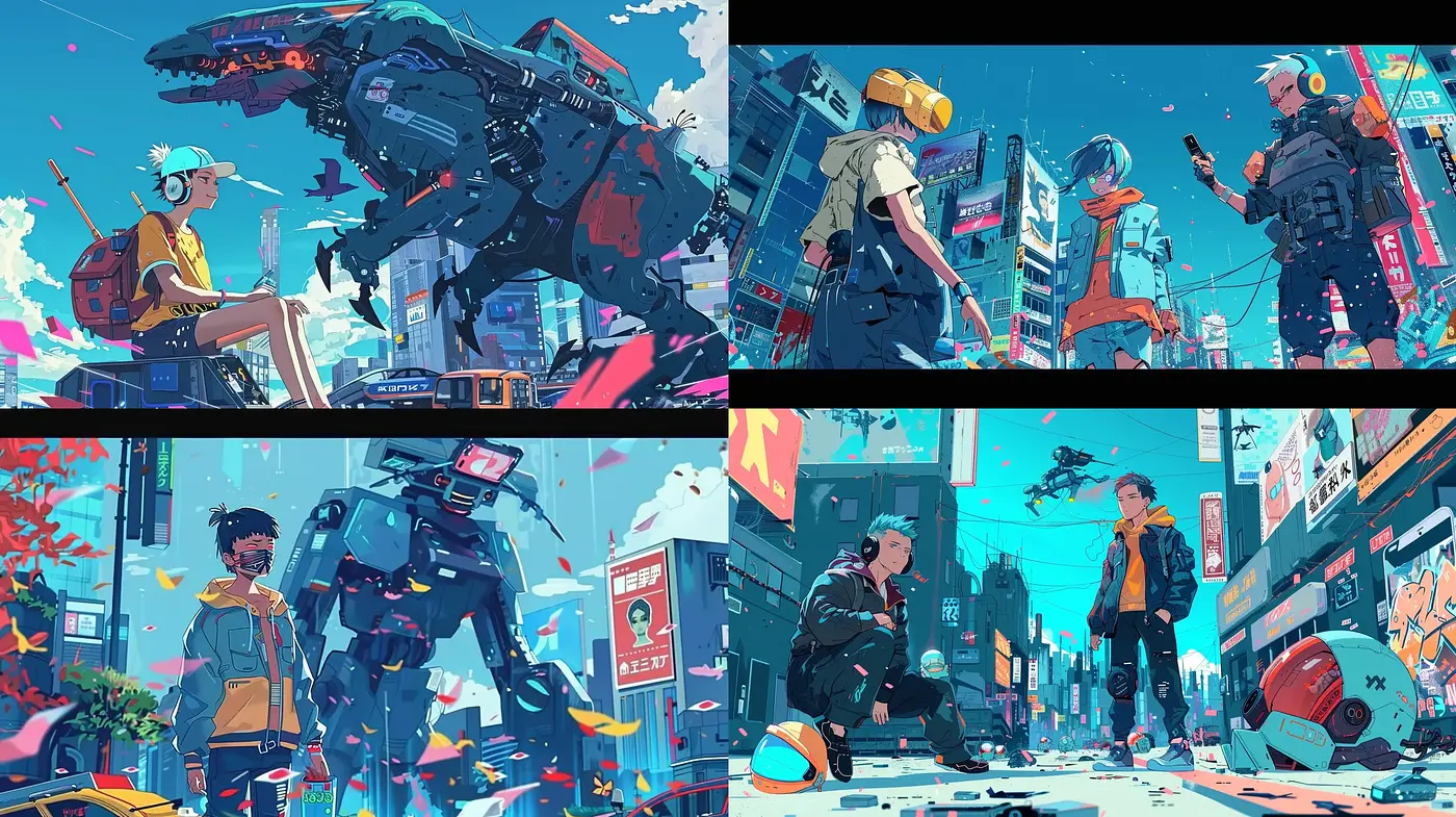 Futuristic Urban Anime Panorama - Midjourney sref style