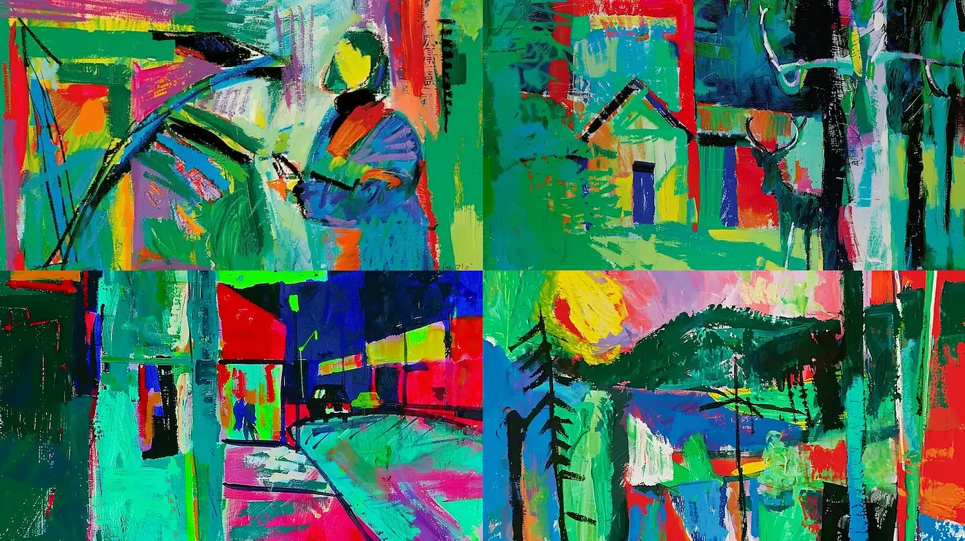 Vibrant Abstract Expressionism with a Contemporary Twist - Midjourney sref style