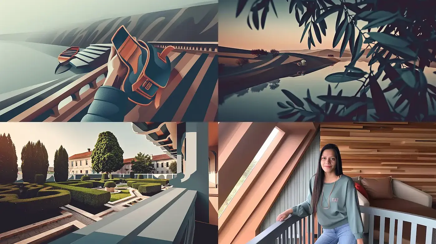Stylized Illustrations with Geometric Precision and Warm Tones - Midjourney sref style