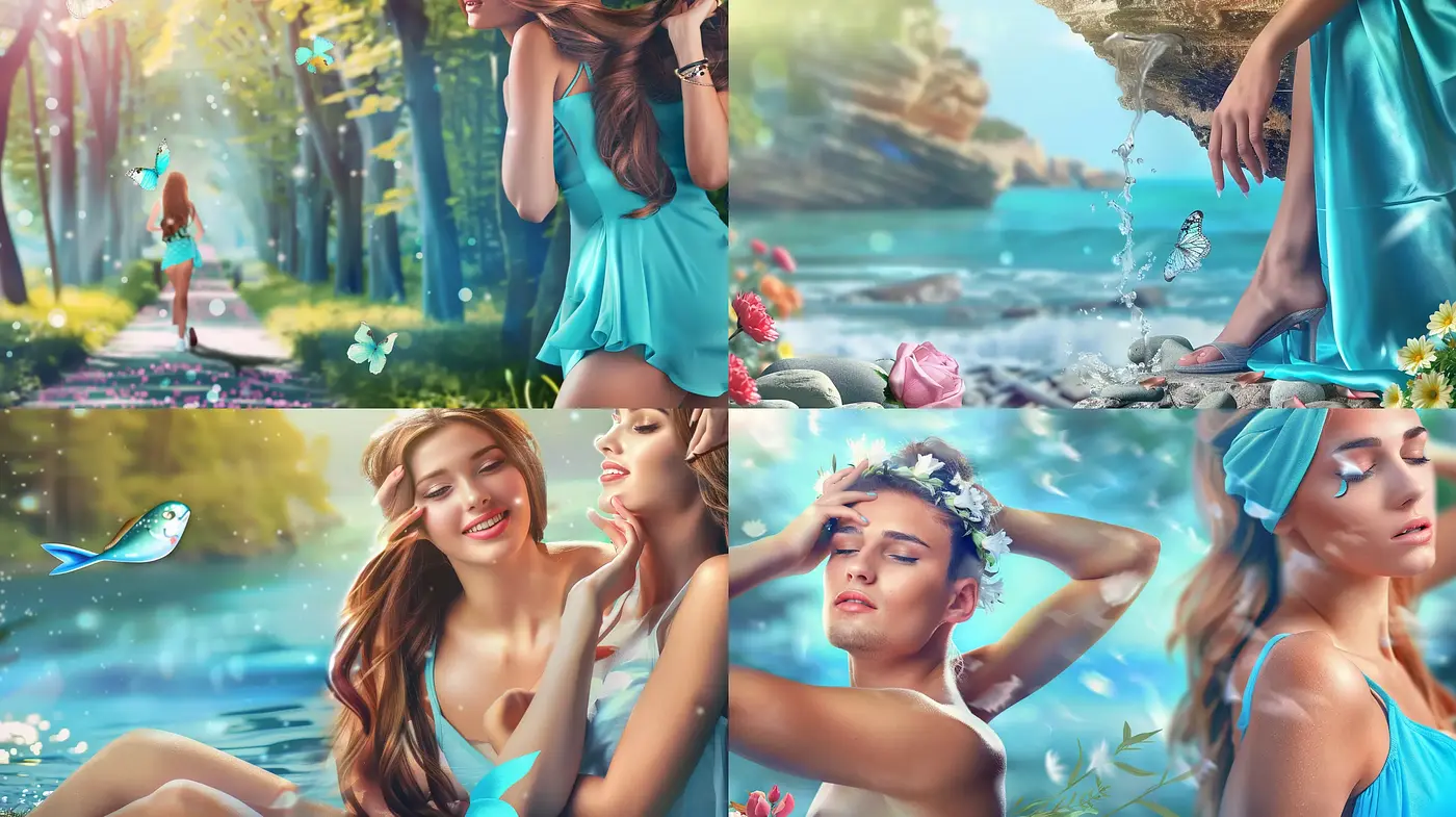 Ethereal Serenity in Turquoise — A Consistent Palette with Fantastical Realism - Midjourney sref style