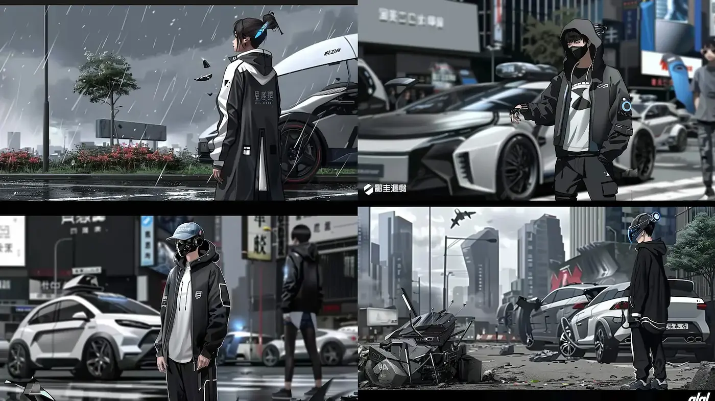 Futuristic Urban Aesthetics with a Gritty Edge in Mixed Media - Midjourney sref style