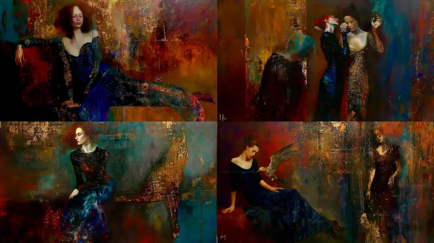 Exquisite Artistic Portraits with Rich Textures and Vibrant Overtones - Midjourney sref style