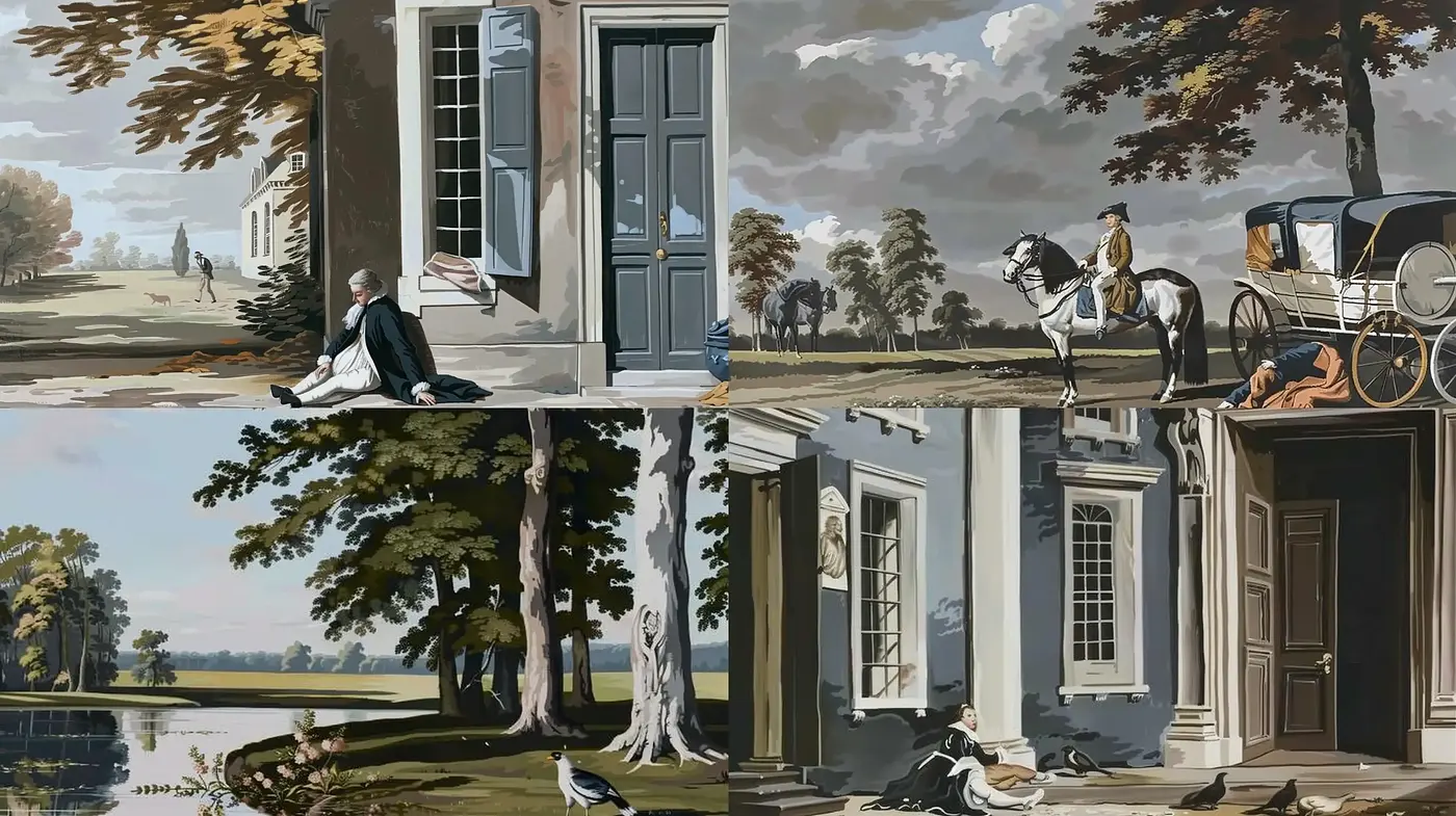 Timeless Elegance: A Harmonious Fusion of Neoclassicism and Pastoral Serenity - Midjourney sref style