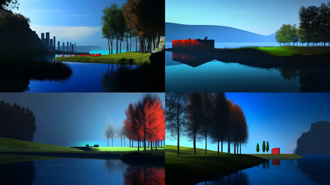 Tranquil Twilight: A Homage to Serene Landscapes and Modernist Stylization - Midjourney sref style