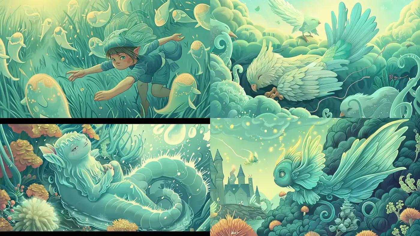 Whimsical Fantasy with Ethereal Elements - Midjourney sref style