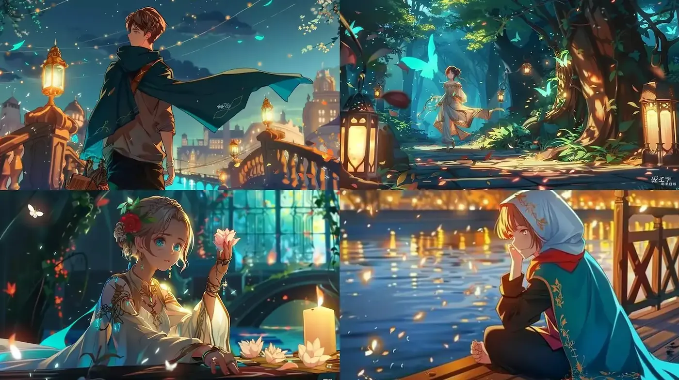 Enchanting Nighttime Aesthetic with Whimsical Touches - Midjourney sref style