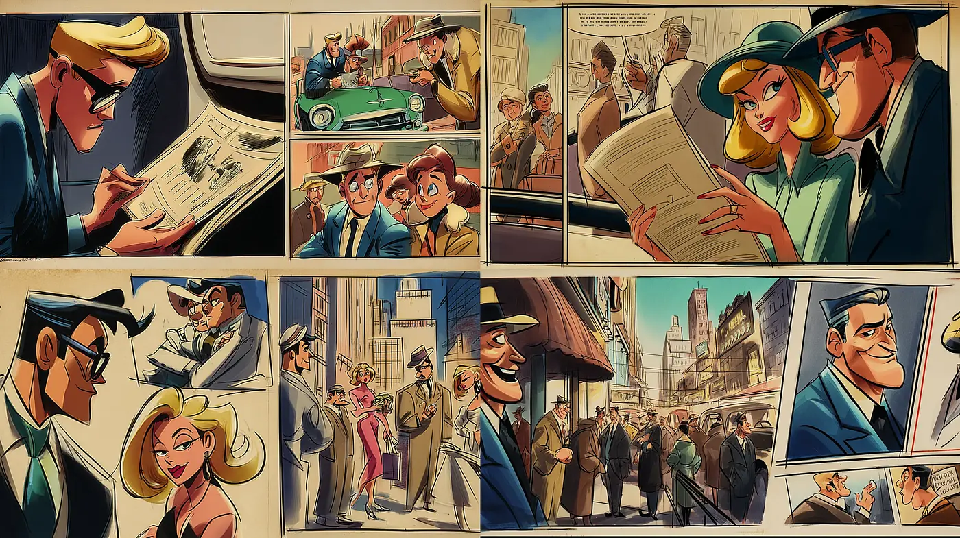 Retro Comic Style with Vintage Urban Vibes and Nostalgic Characterization - Midjourney sref style