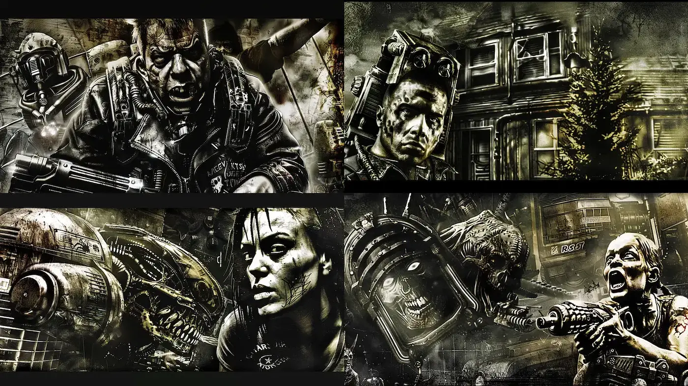 Dark and Gritty Cyberpunk-Apocalyptic Visuals - Midjourney sref style