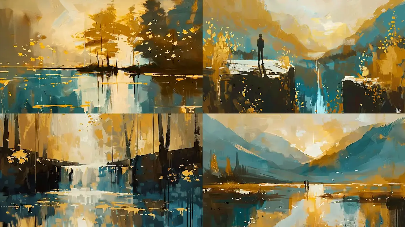 Harmonious Blend of Impressionistic Nature Landscapes with a Modern Aesthetic - Midjourney sref style