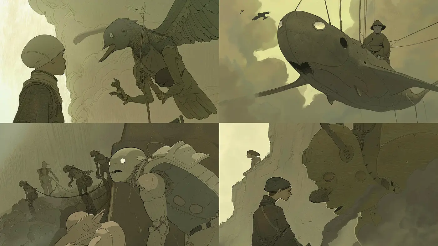 Ethereal Monochromatic Dreamscape in Sepia Tones - Midjourney sref style