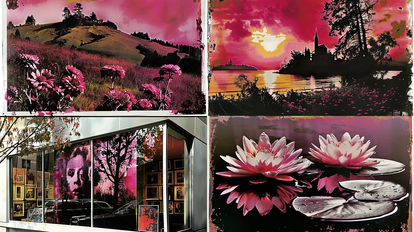 Chromatic Twilight Dreamscape: An Exploration in Pink and Black Hues - Midjourney sref style