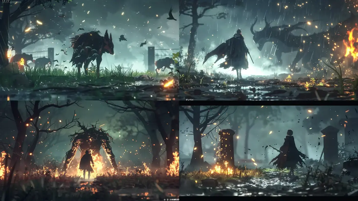 Mysterious and atmospheric fantasy landscape with ethereal elements - Midjourney sref style