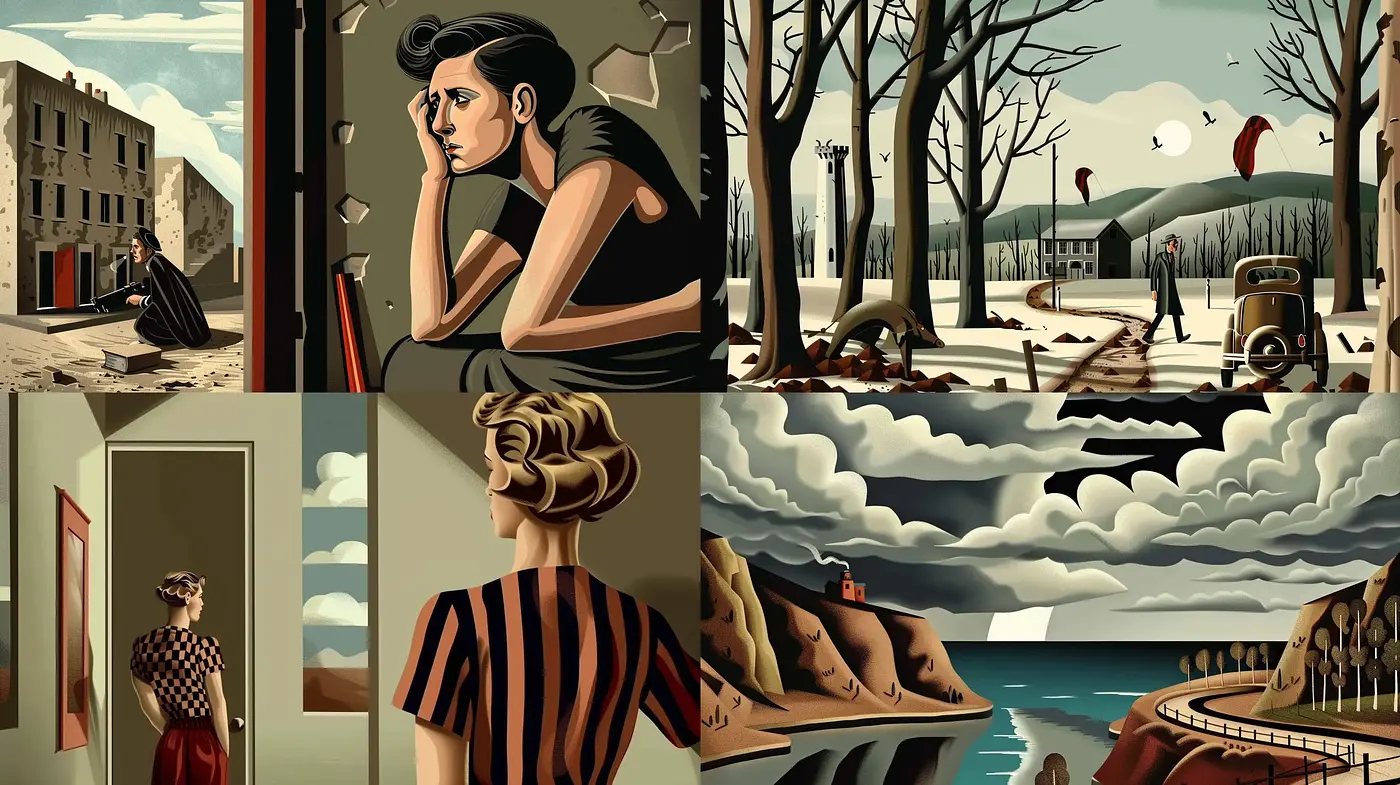 Stylized Nostalgia in a Muted Palette: A Homage to Bygone Eras - Midjourney sref style