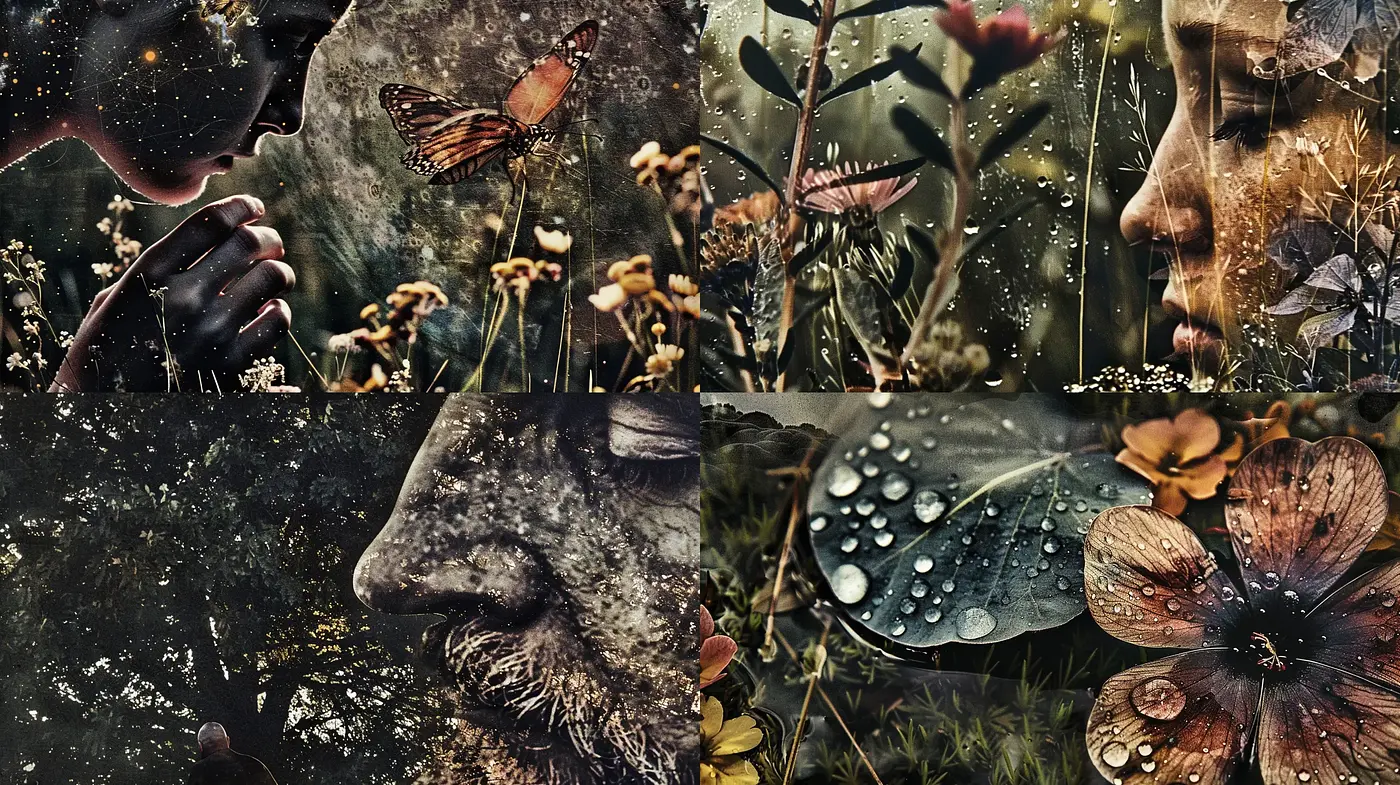 Mystical Nature-Inspired Photomontage with Surreal Undertones - Midjourney sref style