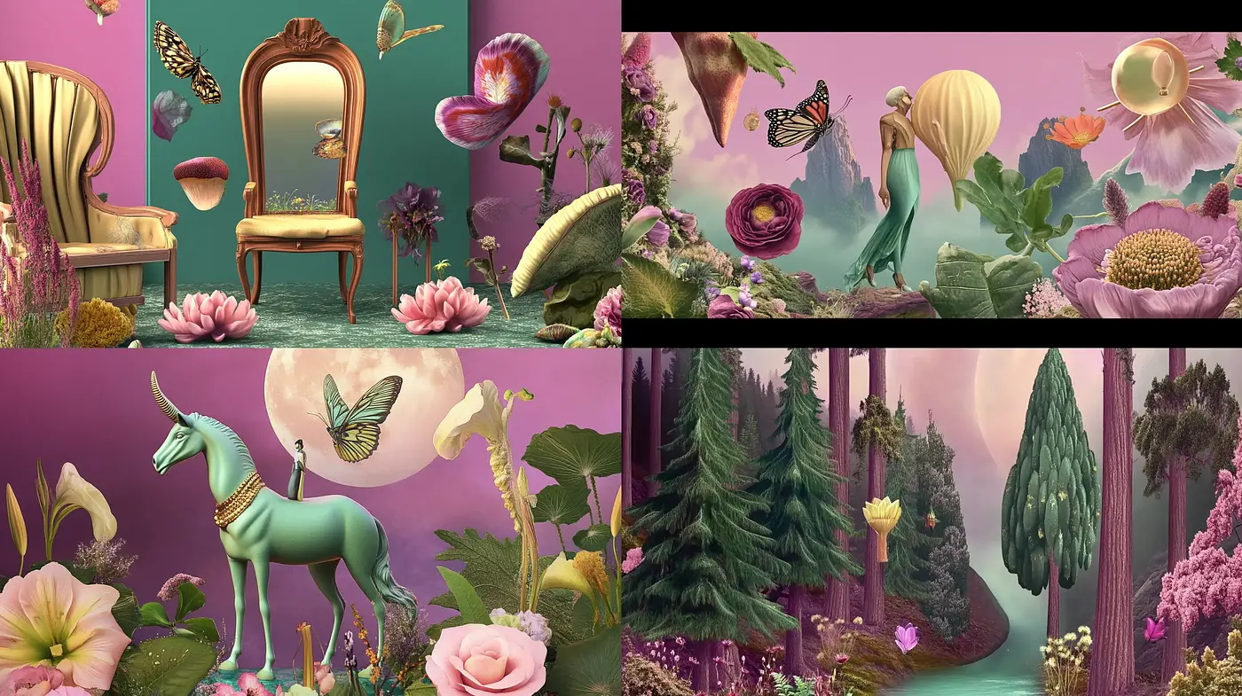 Enchanted Flora in a Surreal Dreamland - Midjourney sref style