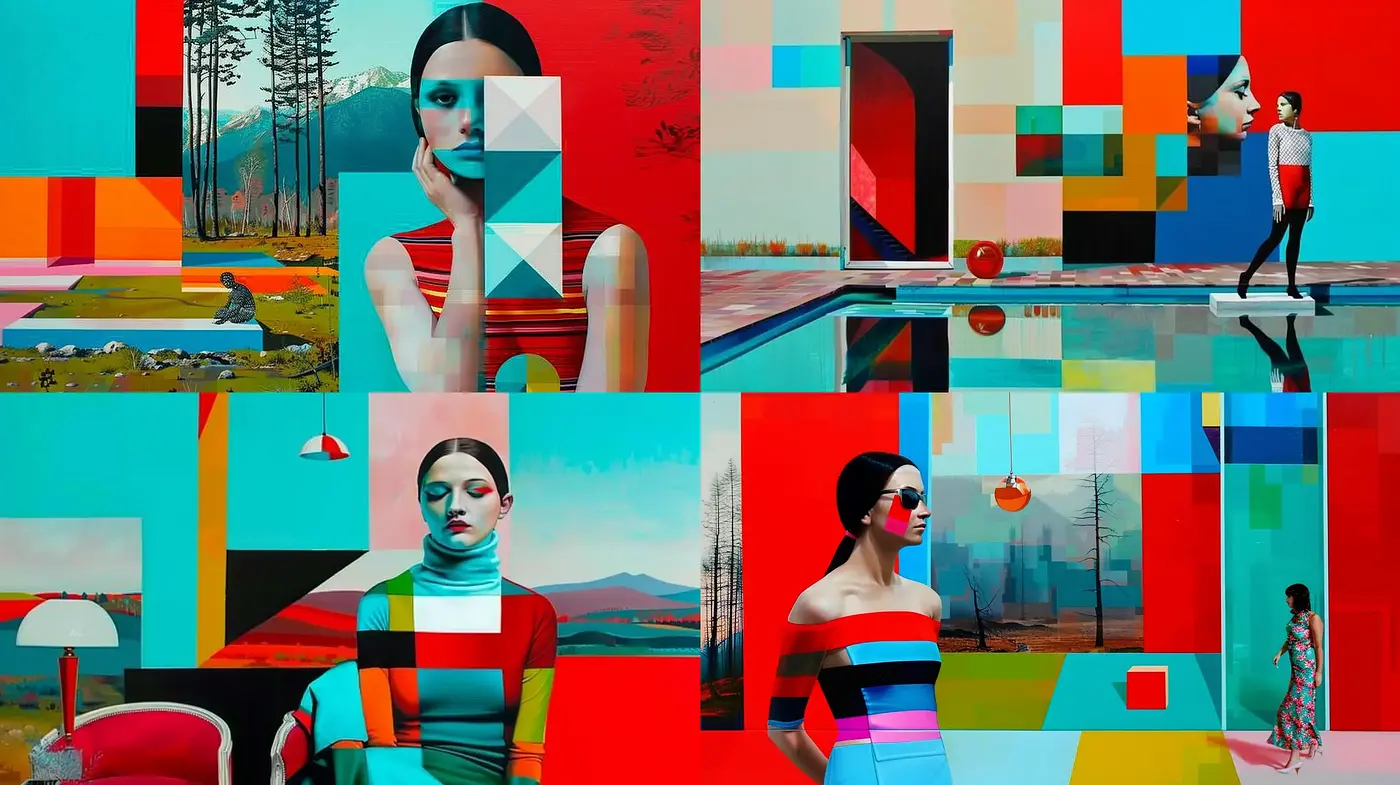 Geometric Vibrancy: A Saturated Harmony of Abstract Realism - Midjourney sref style