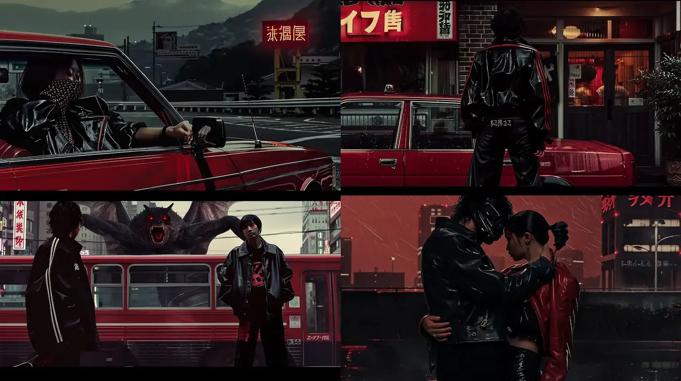 Stylized and atmospheric urban noir aesthetics with a cyberpunk edge - Midjourney sref style