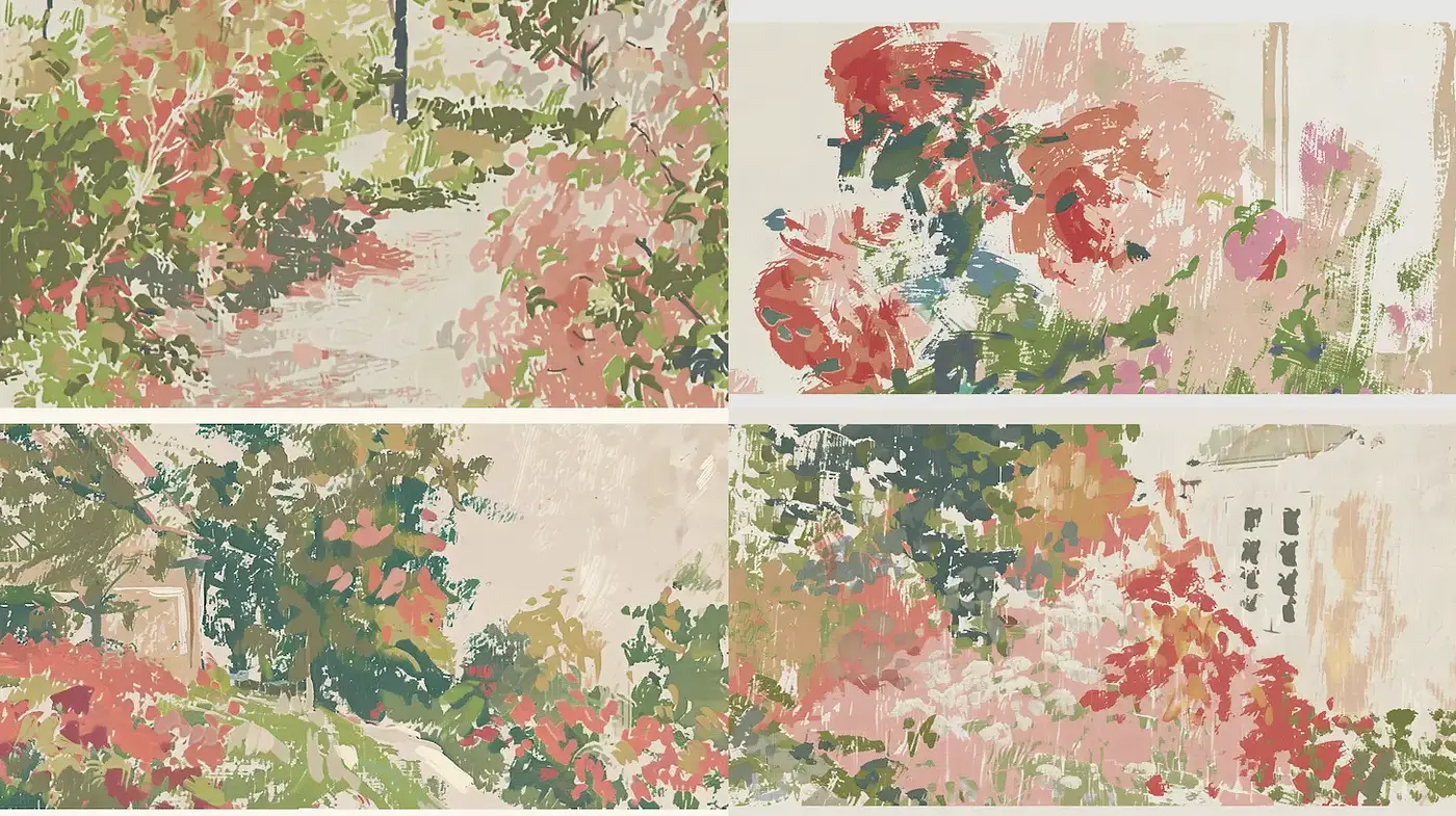 Expressive Floral Landscapes with a Painterly Touch - Midjourney sref style