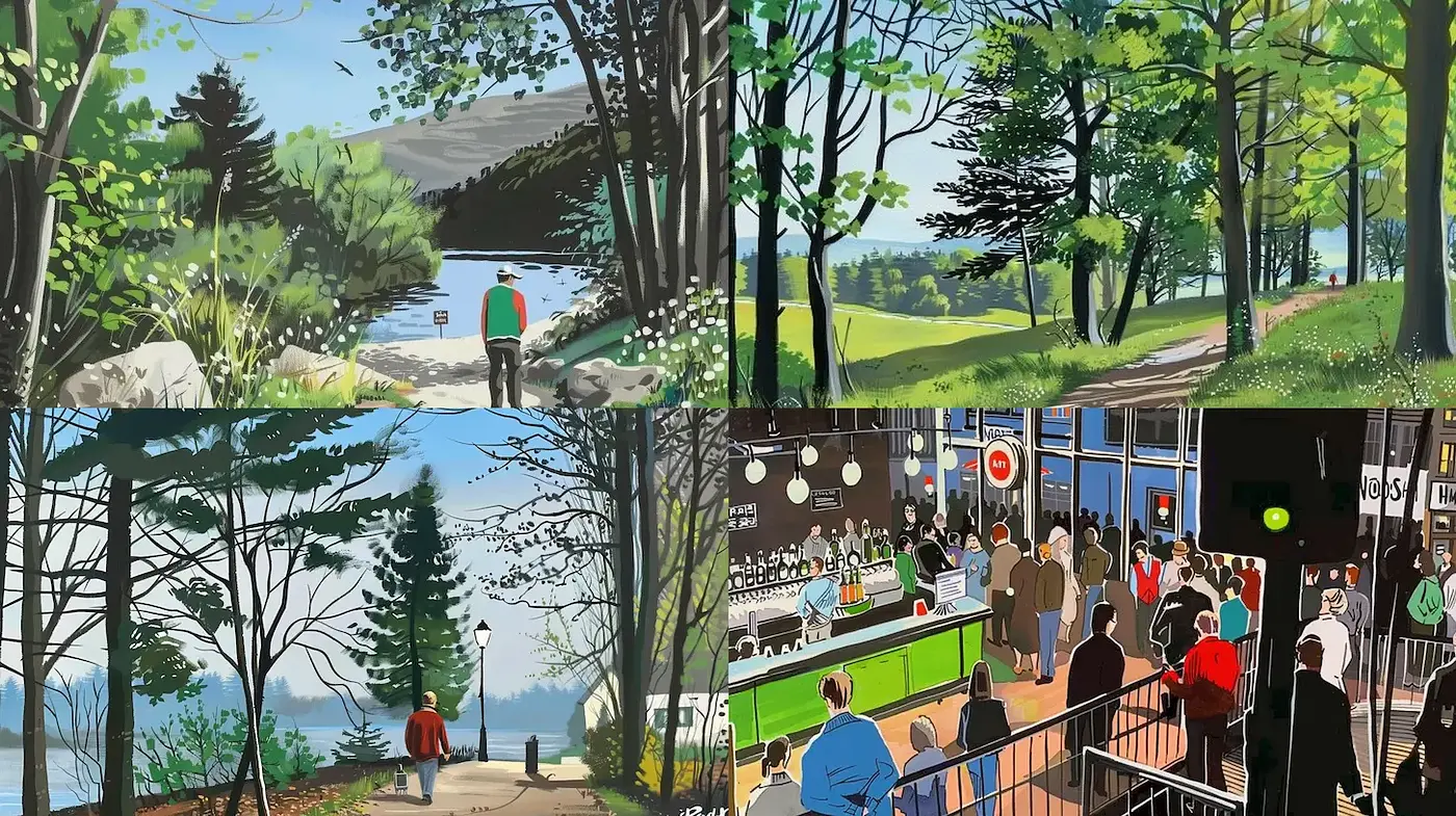 Contemporary Illustration with a Vibrant Natural Aesthetic and Social Gatherings - Midjourney sref style