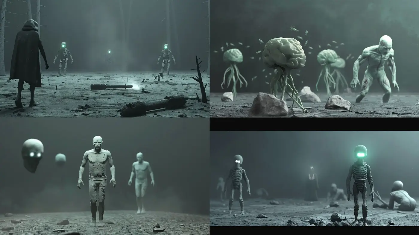 Ethereal Monochrome Dreamscape with Surrealist Influences - Midjourney sref style