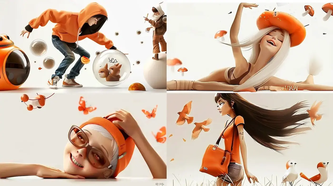 Bright and Playful Digital Aesthetic with Organic Forms - Midjourney sref style
