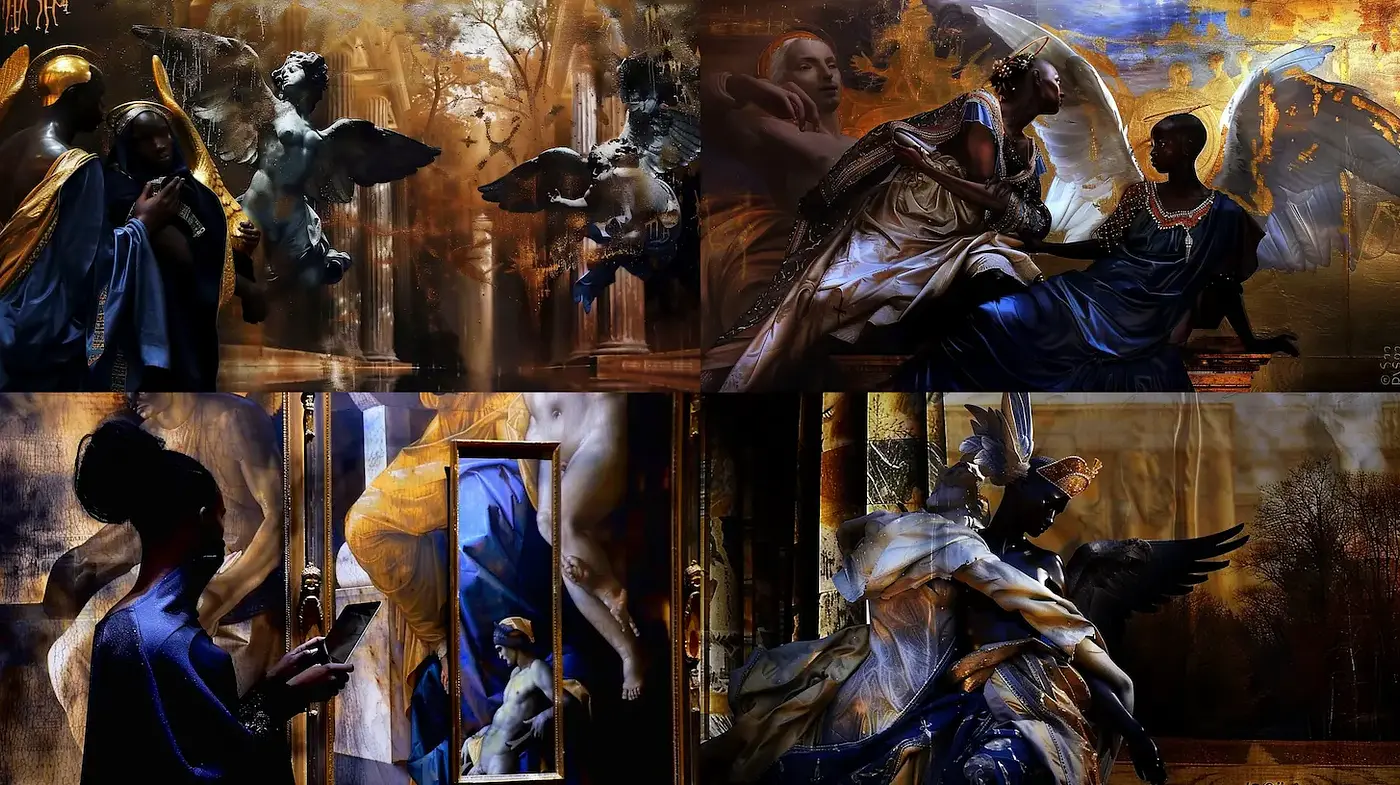 Dramatic and Ethereal Blend of Classical and Modern Artistry - Midjourney sref style