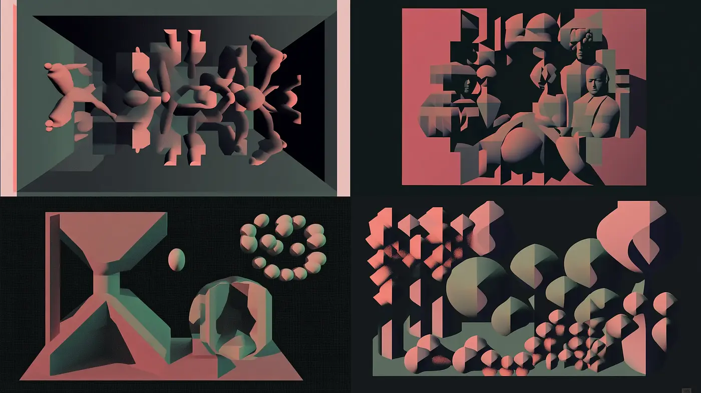 Surreal Geometry: A Homage to Abstract Forms and Muted Tones - Midjourney sref style