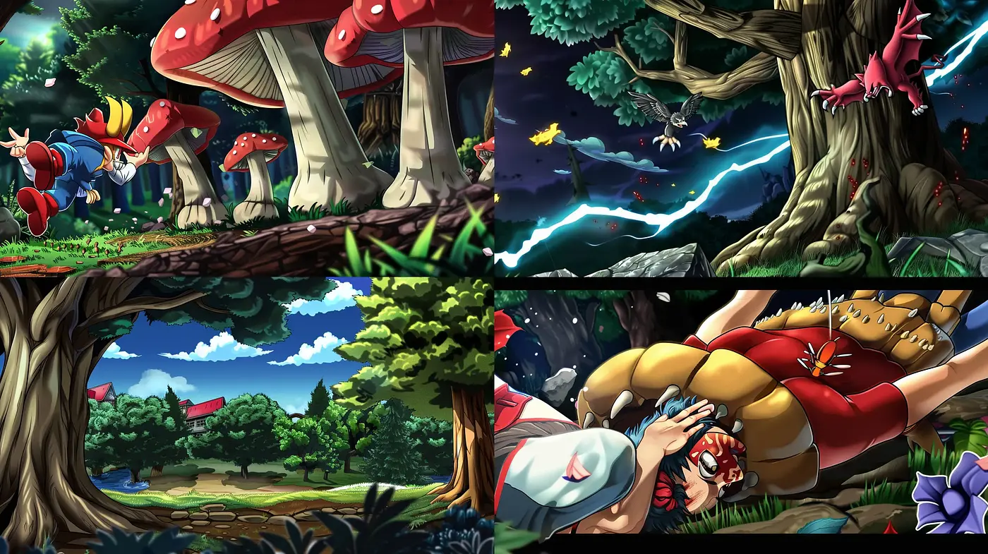Enchanted Forest Dreamscape in Vivid Anime-Inspired Hues - Midjourney sref style