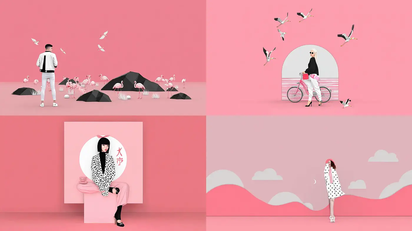 Stylized Minimalism with a Playful Retro Vibe - Midjourney sref style