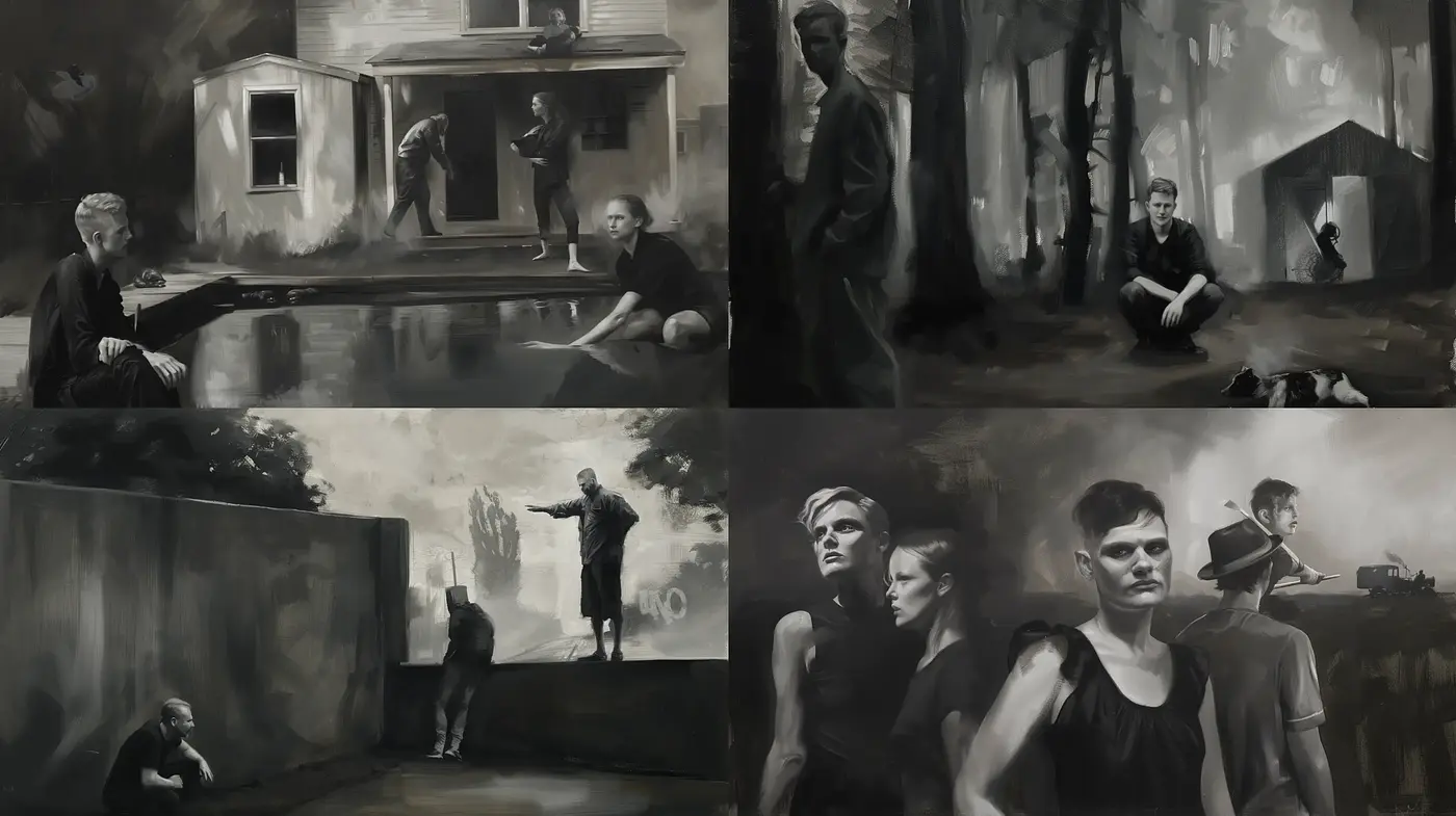Monochromatic Elegance: A Study in Shades of Grey - Midjourney sref style