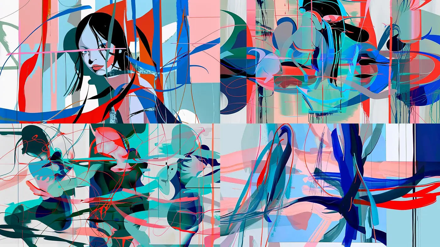 Abstract Synthesis of Motion and Serenity in Digital Expressionism - Midjourney sref style