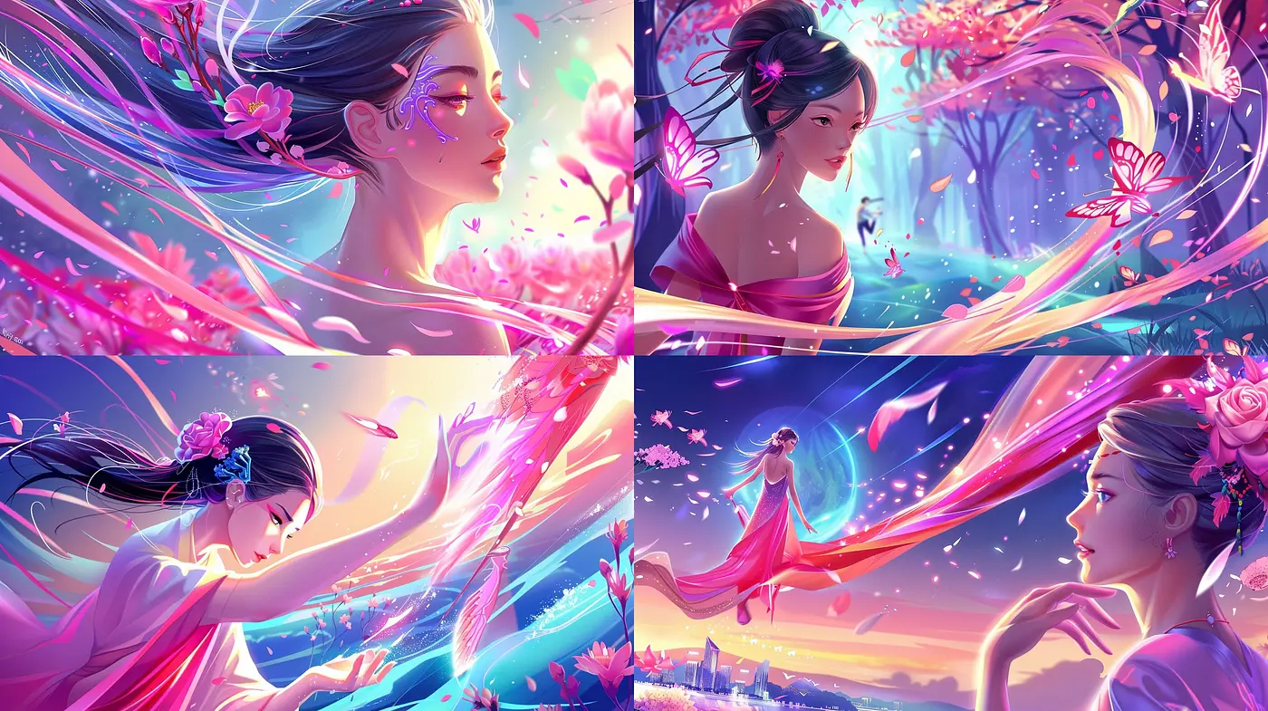 Ethereal Glow: A Harmonized Symphony of Vivid Hues and Dreamlike Elegance - Midjourney sref style