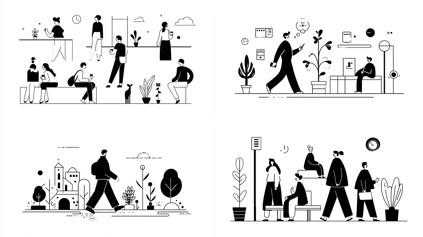 Contemporary Minimalist Illustrations with a Clean, Monochromatic Aesthetic - Midjourney sref style