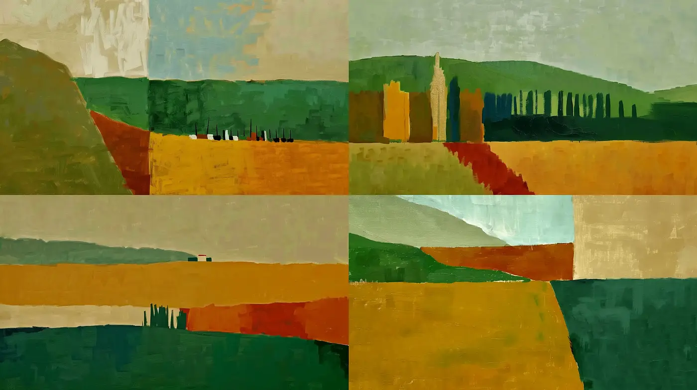 Abstract Interpretation of Pastoral Tranquility with a Modernist Bend - Midjourney sref style