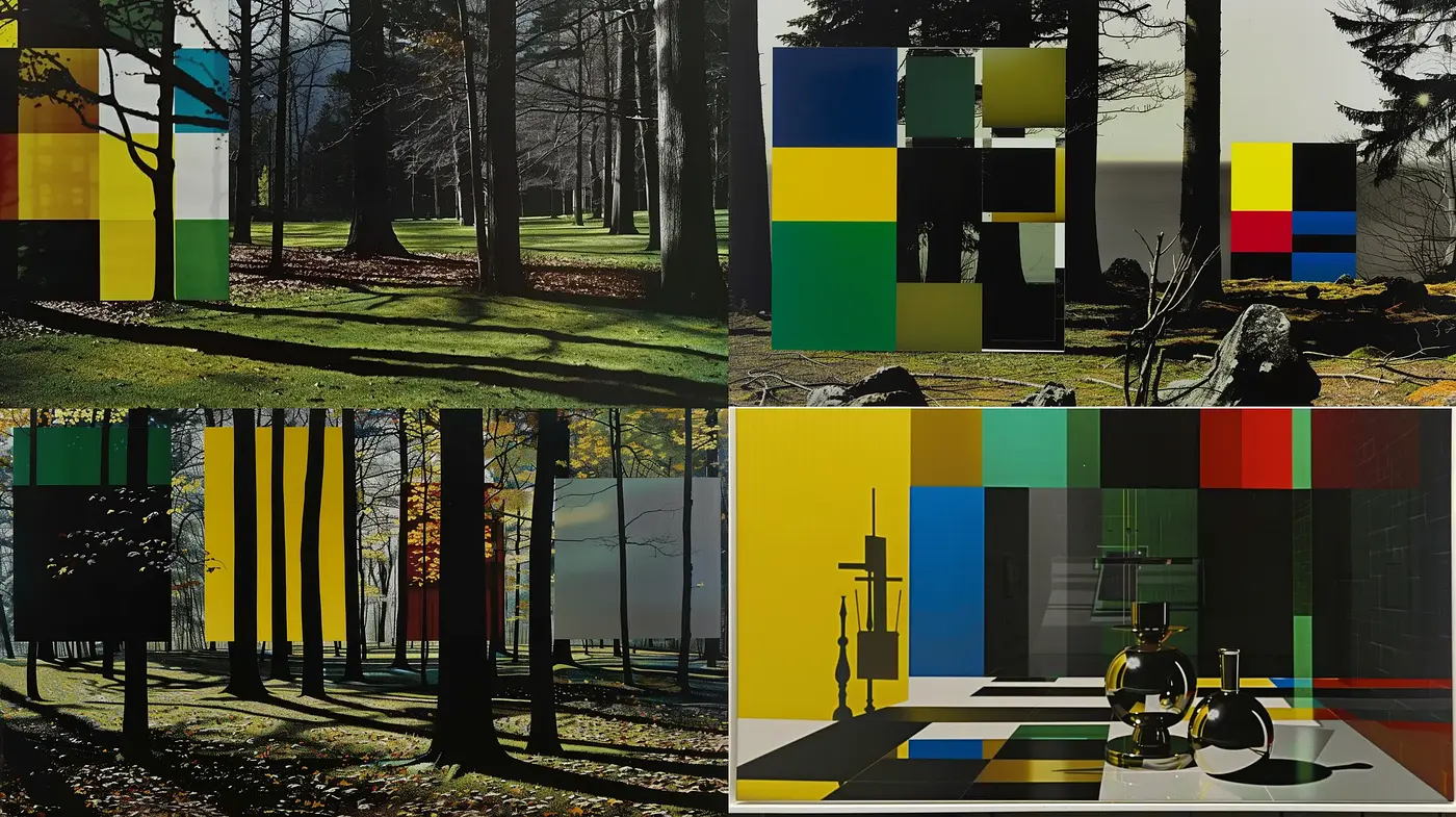 Geometric Abstraction in Lush Natural Landscapes and Interior Spaces - Midjourney sref style